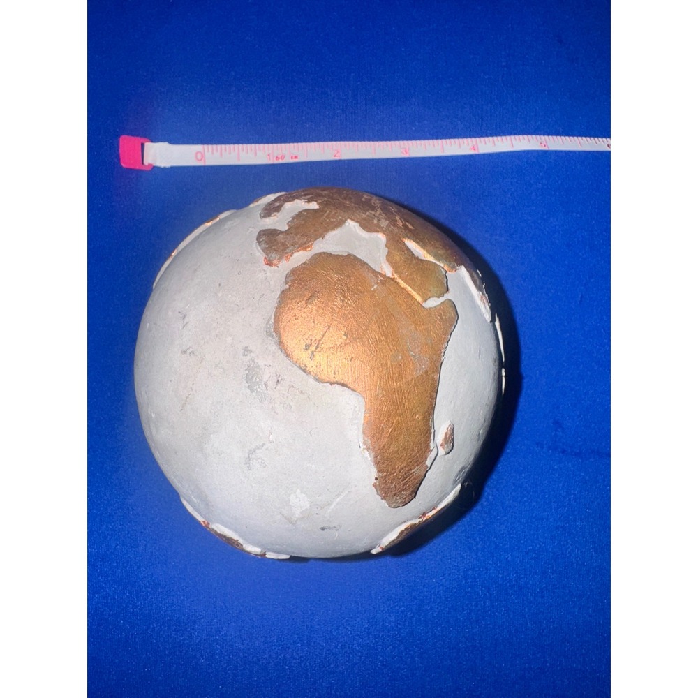 Concrete World Globe Decor Earth Sculpture Copper Accent Unique Gift - Picture 2 of 4